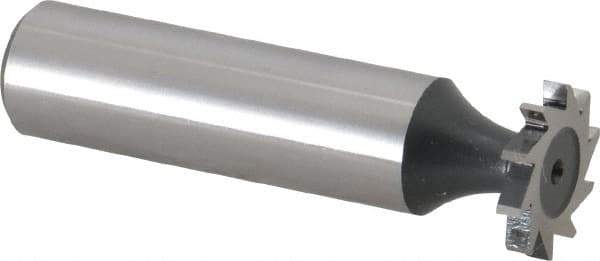 Interstate - 5/8" Diam x 3/32" Face Width, High Speed Steel, 8 Teeth, Shank Connection Woodruff Keyseat Cutter - Uncoated, 2-3/32" OAL x 1/2" Shank, Straight Teeth, ANSI 305, Old Standard 4 - Exact Tool & Supply