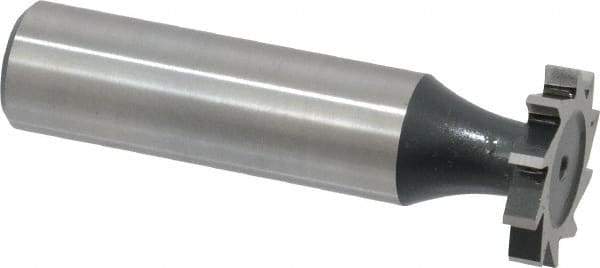 Interstate - 3/4" Diam x 1/8" Face Width, High Speed Steel, 10 Teeth, Shank Connection Woodruff Keyseat Cutter - Uncoated, 2-1/8" OAL x 1/2" Shank, Straight Teeth, ANSI 406, Old Standard 7 - Exact Tool & Supply
