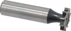 Interstate - 3/4" Diam x 1/8" Face Width, High Speed Steel, 10 Teeth, Shank Connection Woodruff Keyseat Cutter - Uncoated, 2-1/8" OAL x 1/2" Shank, Straight Teeth, ANSI 406, Old Standard 7 - Exact Tool & Supply