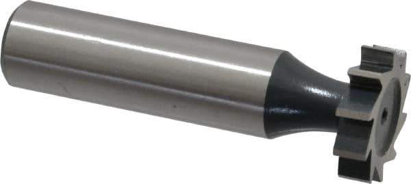 Interstate - 3/4" Diam x 3/16" Face Width, High Speed Steel, 10 Teeth, Shank Connection Woodruff Keyseat Cutter - Uncoated, 2-3/16" OAL x 1/2" Shank, Straight Teeth, ANSI 606, Old Standard 9 - Exact Tool & Supply