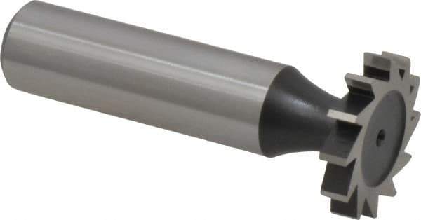 Interstate - 7/8" Diam x 5/32" Face Width, High Speed Steel, 10 Teeth, Shank Connection Woodruff Keyseat Cutter - Uncoated, 2-5/32" OAL x 1/2" Shank, Straight Teeth, ANSI 507, Old Standard 10 - Exact Tool & Supply