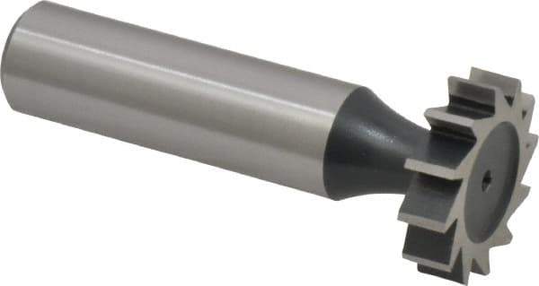 Interstate - 7/8" Diam x 7/32" Face Width, High Speed Steel, 10 Teeth, Shank Connection Woodruff Keyseat Cutter - Uncoated, 2-7/32" OAL x 1/2" Shank, Straight Teeth, ANSI 707, Old Standard 12 - Exact Tool & Supply