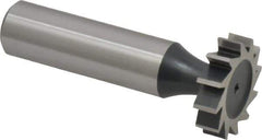Interstate - 7/8" Diam x 7/32" Face Width, High Speed Steel, 10 Teeth, Shank Connection Woodruff Keyseat Cutter - Uncoated, 2-7/32" OAL x 1/2" Shank, Straight Teeth, ANSI 707, Old Standard 12 - Exact Tool & Supply