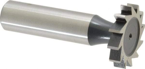 Interstate - 1" Diam x 3/16" Face Width, High Speed Steel, 12 Teeth, Shank Connection Woodruff Keyseat Cutter - Uncoated, 2-3/16" OAL x 1/2" Shank, Straight Teeth, ANSI 608, Old Standard 13 - Exact Tool & Supply