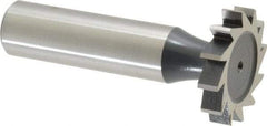 Interstate - 1" Diam x 3/16" Face Width, High Speed Steel, 12 Teeth, Shank Connection Woodruff Keyseat Cutter - Uncoated, 2-3/16" OAL x 1/2" Shank, Straight Teeth, ANSI 608, Old Standard 13 - Exact Tool & Supply