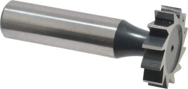 Interstate - 1" Diam x 1/4" Face Width, High Speed Steel, 12 Teeth, Shank Connection Woodruff Keyseat Cutter - Uncoated, 2-1/4" OAL x 1/2" Shank, Straight Teeth, ANSI 808, Old Standard 15 - Exact Tool & Supply
