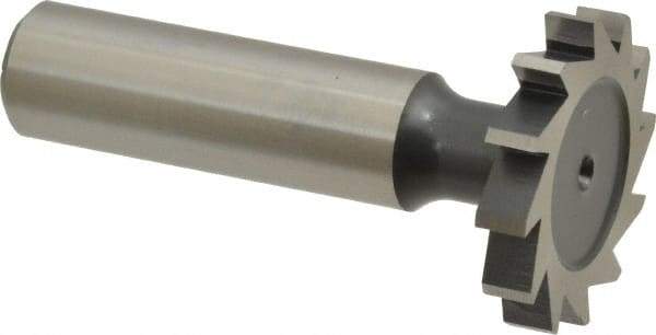 Interstate - 1-1/8" Diam x 3/16" Face Width, High Speed Steel, 12 Teeth, Shank Connection Woodruff Keyseat Cutter - Uncoated, 2-3/16" OAL x 1/2" Shank, Straight Teeth, ANSI 609, Old Standard 16 - Exact Tool & Supply