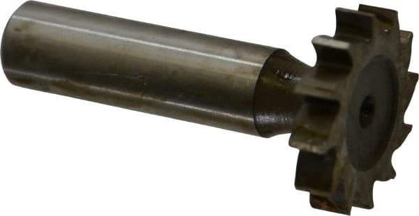 Interstate - 1-1/8" Diam x 7/32" Face Width, High Speed Steel, 12 Teeth, Shank Connection Woodruff Keyseat Cutter - Uncoated, 2-7/32" OAL x 1/2" Shank, Straight Teeth, ANSI 709, Old Standard 17 - Exact Tool & Supply