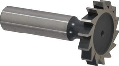 Interstate - 1-1/4" Diam x 7/32" Face Width, High Speed Steel, 14 Teeth, Shank Connection Woodruff Keyseat Cutter - Uncoated, 2-7/32" OAL x 1/2" Shank, Straight Teeth, ANSI 710, Old Standard 20 - Exact Tool & Supply