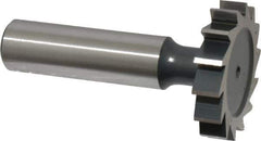 Interstate - 1-1/4" Diam x 1/4" Face Width, High Speed Steel, 14 Teeth, Shank Connection Woodruff Keyseat Cutter - Uncoated, 2-1/4" OAL x 1/2" Shank, Straight Teeth, ANSI 810, Old Standard 21 - Exact Tool & Supply