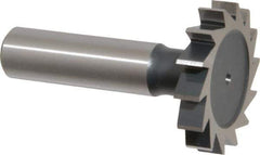 Interstate - 1-3/8" Diam x 1/4" Face Width, High Speed Steel, 14 Teeth, Shank Connection Woodruff Keyseat Cutter - Uncoated, 2-1/4" OAL x 1/2" Shank, Straight Teeth, ANSI 811, Old Standard 22 - Exact Tool & Supply