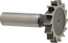 Interstate - 1-1/2" Diam x 1/4" Face Width, High Speed Steel, 16 Teeth, Shank Connection Woodruff Keyseat Cutter - Uncoated, 2-1/4" OAL x 1/2" Shank, Straight Teeth, ANSI 812, Old Standard 24 - Exact Tool & Supply