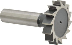 Interstate - 1-1/2" Diam x 5/16" Face Width, High Speed Steel, 16 Teeth, Shank Connection Woodruff Keyseat Cutter - Uncoated, 2-5/16" OAL x 1/2" Shank, Straight Teeth, ANSI 1012, Old Standard 25 - Exact Tool & Supply
