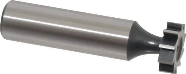 Interstate - 5/8" Diam x 3/16" Face Width, High Speed Steel, 8 Teeth, Shank Connection Woodruff Keyseat Cutter - Uncoated, 2-3/16" OAL x 1/2" Shank, Straight Teeth, ANSI 605, Old Standard 61 - Exact Tool & Supply