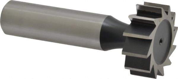 Interstate - 1" Diam x 3/8" Face Width, High Speed Steel, 12 Teeth, Shank Connection Woodruff Keyseat Cutter - Uncoated, 2-3/8" OAL x 1/2" Shank, Straight Teeth, ANSI 1208, Old Standard 152 - Exact Tool & Supply