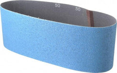 Norton - 4" Wide x 24" OAL, 50 Grit, Zirconia Alumina Abrasive Belt - Zirconia Alumina, Coarse, Coated, Y Weighted Cloth Backing, Series 3X - Exact Tool & Supply