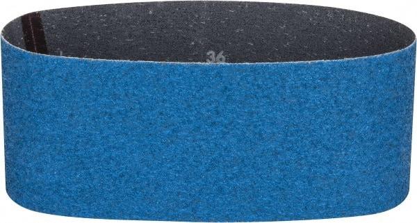 Norton - 4" Wide x 24" OAL, 36 Grit, Zirconia Alumina Abrasive Belt - Zirconia Alumina, Very Coarse, Coated, Y Weighted Cloth Backing, Series 3X - Exact Tool & Supply