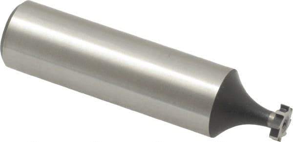 Interstate - 1/4" Diam x 1/16" Face Width, High Speed Steel, 6 Teeth, Shank Connection Woodruff Keyseat Cutter - Uncoated, 2-1/16" OAL x 1/2" Shank, Straight Teeth, ANSI 202, Old Standard 201 - Exact Tool & Supply