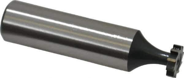 Interstate - 3/8" Diam x 3/32" Face Width, High Speed Steel, 6 Teeth, Shank Connection Woodruff Keyseat Cutter - Uncoated, 2-3/32" OAL x 1/2" Shank, Straight Teeth, ANSI 303, Old Standard 212 - Exact Tool & Supply
