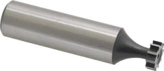 Interstate - 3/8" Diam x 1/8" Face Width, High Speed Steel, 6 Teeth, Shank Connection Woodruff Keyseat Cutter - Uncoated, 2-1/8" OAL x 1/2" Shank, Straight Teeth, ANSI 403, Old Standard 213 - Exact Tool & Supply