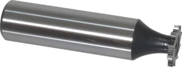 Interstate - 1/2" Diam x 1/16" Face Width, Cobalt, 10 Teeth, Shank Connection Woodruff Keyseat Cutter - Uncoated, 2-1/16" OAL x 1/2" Shank, Straight Teeth, ANSI 204, Old Standard 1 - Exact Tool & Supply