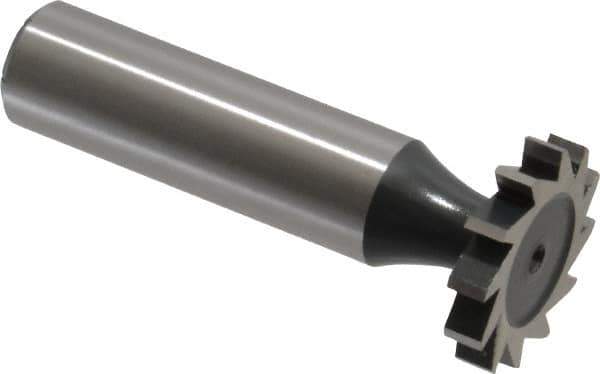 Interstate - 7/8" Diam x 5/32" Face Width, Cobalt, 10 Teeth, Shank Connection Woodruff Keyseat Cutter - Uncoated, 2-5/32" OAL x 1/2" Shank, Straight Teeth, ANSI 507, Old Standard 10 - Exact Tool & Supply