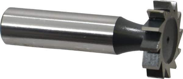 Interstate - 1" Diam x 7/32" Face Width, Cobalt, 12 Teeth, Shank Connection Woodruff Keyseat Cutter - Uncoated, 2-7/32" OAL x 1/2" Shank, Straight Teeth, ANSI 708, Old Standard 14 - Exact Tool & Supply