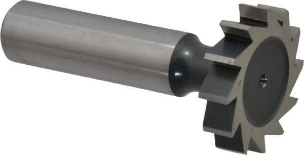 Interstate - 1-1/8" Diam x 1/4" Face Width, Cobalt, 12 Teeth, Shank Connection Woodruff Keyseat Cutter - Uncoated, 2-1/4" OAL x 1/2" Shank, Straight Teeth, ANSI 809, Old Standard 18 - Exact Tool & Supply
