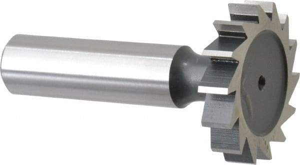Interstate - 1-1/4" Diam x 1/4" Face Width, Cobalt, 14 Teeth, Shank Connection Woodruff Keyseat Cutter - Uncoated, 2-1/4" OAL x 1/2" Shank, Straight Teeth, ANSI 810, Old Standard 21 - Exact Tool & Supply