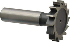 Interstate - 1-3/8" Diam x 1/4" Face Width, Cobalt, 14 Teeth, Shank Connection Woodruff Keyseat Cutter - Uncoated, 2-1/4" OAL x 1/2" Shank, Straight Teeth, ANSI 811, Old Standard 22 - Exact Tool & Supply