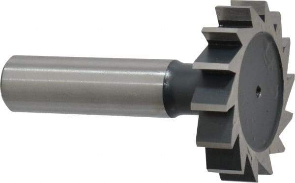 Interstate - 1-1/2" Diam x 5/16" Face Width, Cobalt, 16 Teeth, Shank Connection Woodruff Keyseat Cutter - Uncoated, 2-5/16" OAL x 1/2" Shank, Straight Teeth, ANSI 1012, Old Standard 25 - Exact Tool & Supply