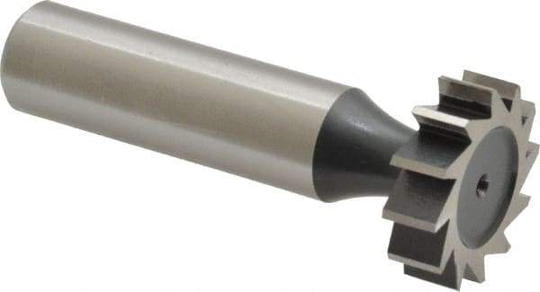 Interstate - 7/8" Diam x 1/4" Face Width, Cobalt, 10 Teeth, Shank Connection Woodruff Keyseat Cutter - Uncoated, 2-1/4" OAL x 1/2" Shank, Straight Teeth, ANSI 807, Old Standard A - Exact Tool & Supply