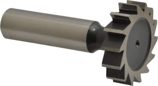 Interstate - 1-1/4" Diam x 5/16" Face Width, Cobalt, 14 Teeth, Shank Connection Woodruff Keyseat Cutter - Uncoated, 2-5/16" OAL x 1/2" Shank, Straight Teeth, ANSI 1010, Old Standard D - Exact Tool & Supply