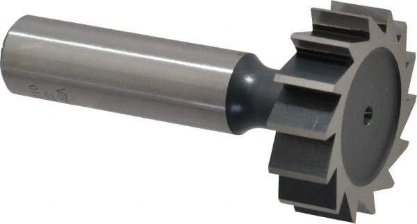 Interstate - 1-1/4" Diam x 3/8" Face Width, Cobalt, 14 Teeth, Shank Connection Woodruff Keyseat Cutter - Uncoated, 2-3/8" OAL x 1/2" Shank, Straight Teeth, ANSI 1210, Old Standard E - Exact Tool & Supply