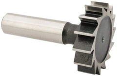 Interstate - 1-1/2" Diam x 3/8" Face Width, Cobalt, 16 Teeth, Shank Connection Woodruff Keyseat Cutter - Uncoated, 2-3/8" OAL x 1/2" Shank, Straight Teeth, ANSI 1212, Old Standard G - Exact Tool & Supply