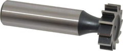 Interstate - 7/8" Diam x 1/4" Face Width, High Speed Steel, 10 Teeth, Shank Connection Woodruff Keyseat Cutter - Uncoated, 2-1/4" OAL x 1/2" Shank, Straight Teeth, ANSI 807, Old Standard A - Exact Tool & Supply