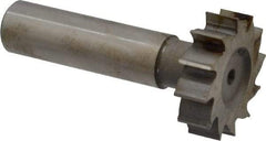 Interstate - 1-1/8" Diam x 5/16" Face Width, High Speed Steel, 12 Teeth, Shank Connection Woodruff Keyseat Cutter - Uncoated, 2-5/16" OAL x 1/2" Shank, Straight Teeth, ANSI 1009, Old Standard C - Exact Tool & Supply