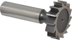 Interstate - 1-1/4" Diam x 5/16" Face Width, High Speed Steel, 14 Teeth, Shank Connection Woodruff Keyseat Cutter - Uncoated, 2-5/16" OAL x 1/2" Shank, Straight Teeth, ANSI 1010, Old Standard D - Exact Tool & Supply