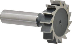 Interstate - 1-1/2" Diam x 3/8" Face Width, High Speed Steel, 16 Teeth, Shank Connection Woodruff Keyseat Cutter - Uncoated, 2-3/8" OAL x 1/2" Shank, Straight Teeth, ANSI 1212, Old Standard G - Exact Tool & Supply