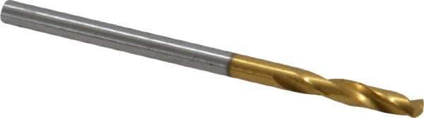 Guhring - #41 130° Parabolic Flute Cobalt Screw Machine Drill Bit - TiN Finish, Right Hand Cut, 14mm Flute Length, 43mm OAL, Standard Point, Straight Shank - Exact Tool & Supply