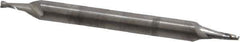 OSG - 3/64", 3/32" LOC, 1/8" Shank Diam, 1-1/2" OAL, 2 Flute, Solid Carbide Square End Mill - Double End, Uncoated, Spiral Flute, 30° Helix, Centercutting, Right Hand Cut, Right Hand Flute, Series 422 - Exact Tool & Supply