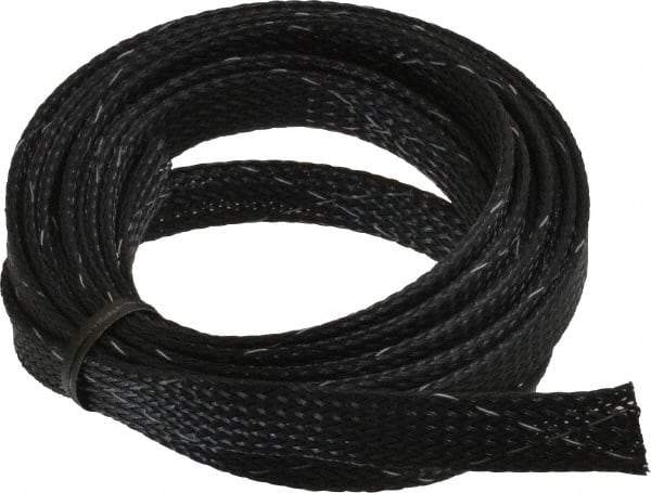 Techflex - Black/White Braided Expandable Cable Sleeve - 10' Coil Length, -103 to 257°F - Exact Tool & Supply