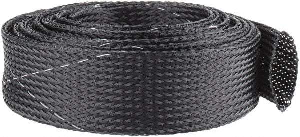 Techflex - Black/White Braided Expandable Cable Sleeve - 10' Coil Length, -103 to 257°F - Exact Tool & Supply