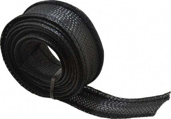 Techflex - Black Braided Cable Sleeve - 10' Coil Length, -103 to 257°F - Exact Tool & Supply