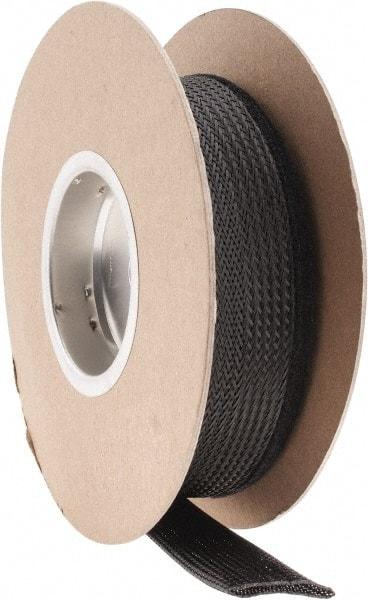 Techflex - Black Braided Cable Sleeve - 25' Coil Length, -103 to 257°F - Exact Tool & Supply