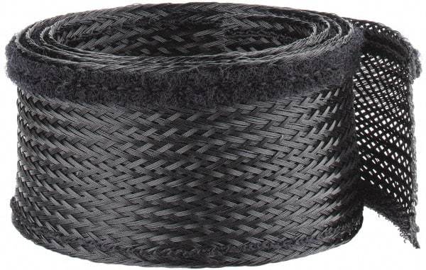 Techflex - Black Braided Cable Sleeve - 3' Coil Length, -103 to 257°F - Exact Tool & Supply