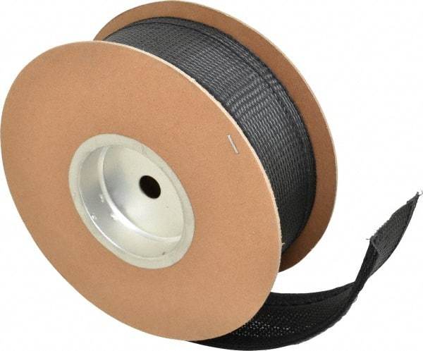 Techflex - Black Braided Cable Sleeve - 25' Coil Length, -103 to 257°F - Exact Tool & Supply