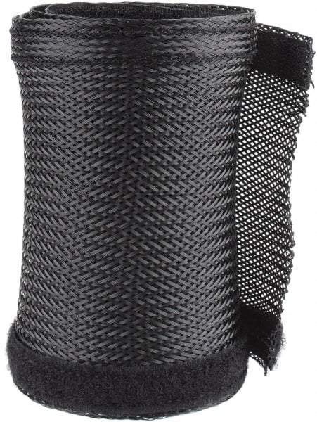 Techflex - Black Braided Cable Sleeve - 3' Coil Length, -103 to 257°F - Exact Tool & Supply