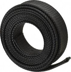Techflex - Black Braided Expandable Cable Sleeve - 10' Coil Length, -103 to 257°F - Exact Tool & Supply