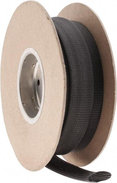 Techflex - Black Braided Expandable Cable Sleeve - 50' Coil Length, -103 to 257°F - Exact Tool & Supply